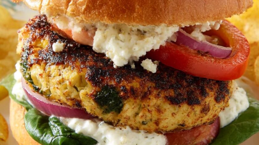 Spinach and Feta Chicken Burgers Recipe