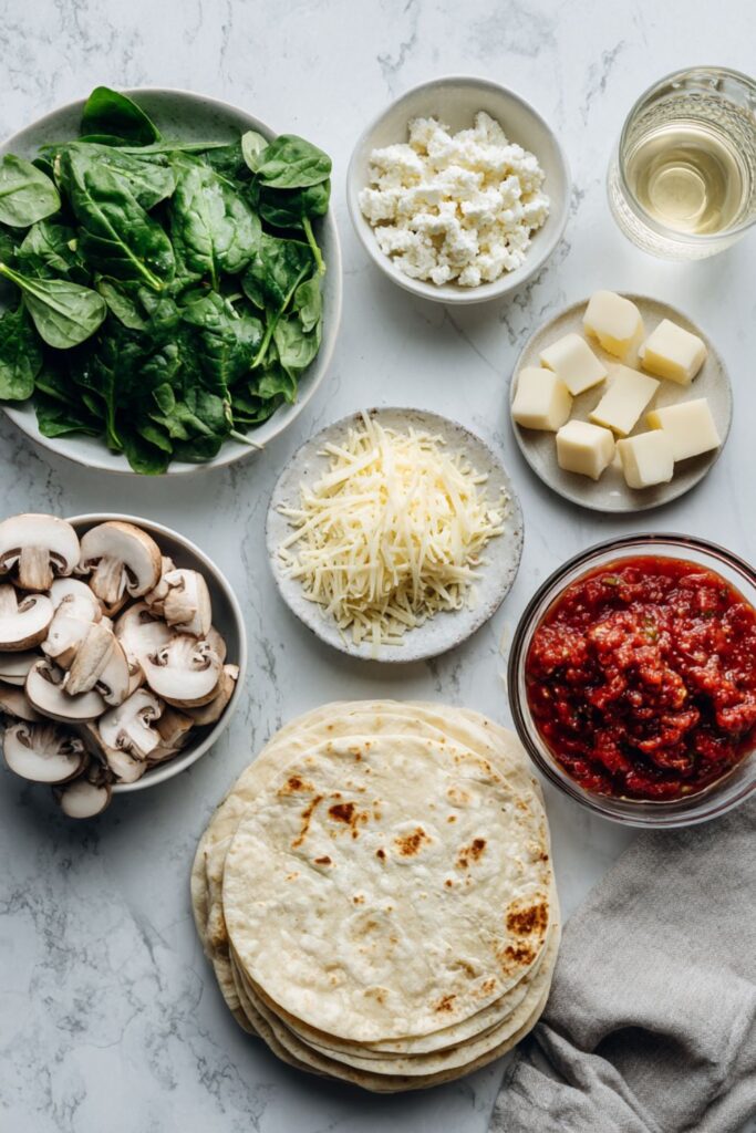 Spinach and Mushroom Quesadillas Recipe