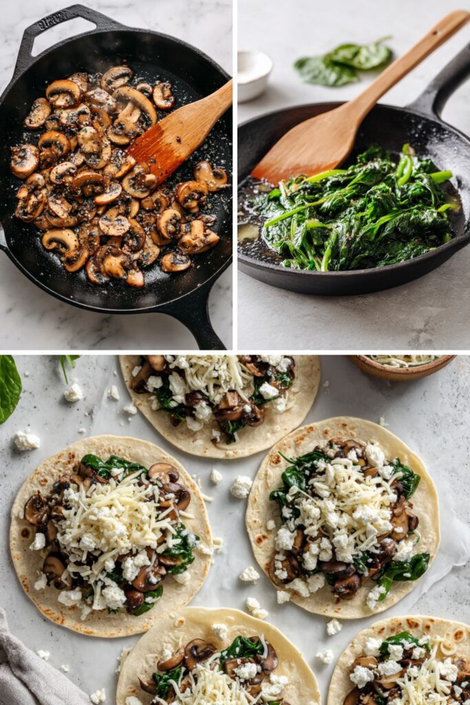 Spinach and Mushroom Quesadillas Recipe